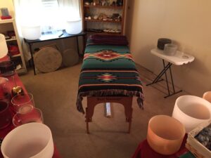Setting for Sound healing with Crystal Singing Bowls