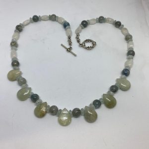 #11  Aquamarine, Blue Kyanite and Moonstone Necklace