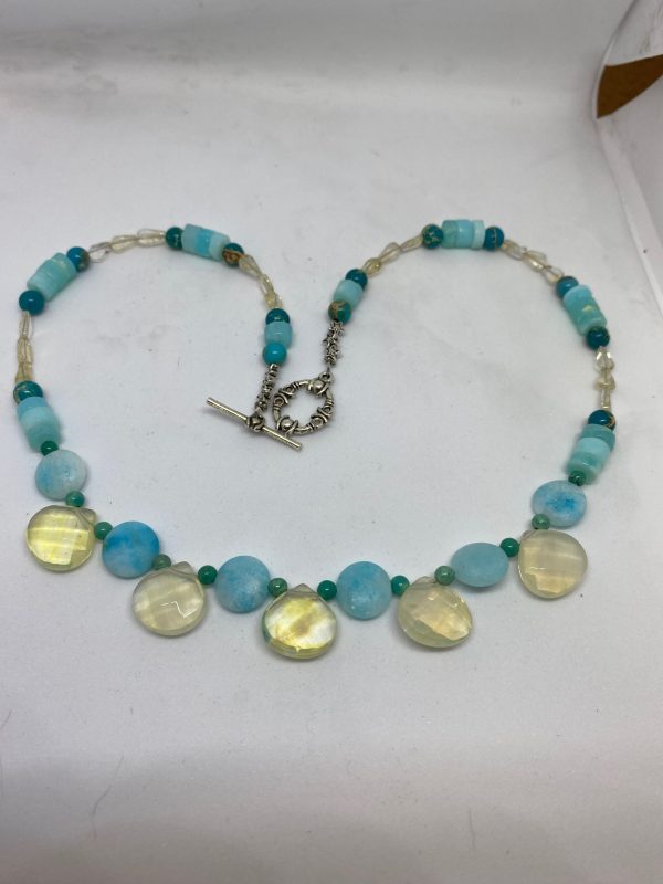 Lemon Quartz, Amazonite, and Turquoise Necklace This necklace promotes tranquility, healing, and wholeness.