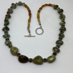 #16 Turquoise and Smokey Quartz Necklace