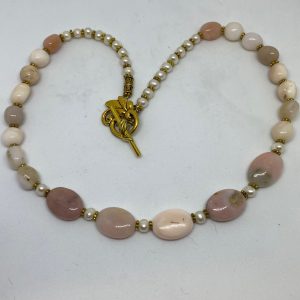 #17  Peruvian Pink Opal, Agate and Pearl Necklace