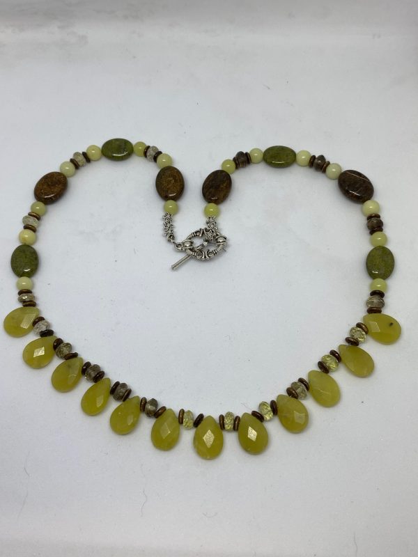 Green Agate, Smokey Citrine and Bronzite Necklace This necklace is a powerhouse, whenever you need confidence, manifestation, and focus. 