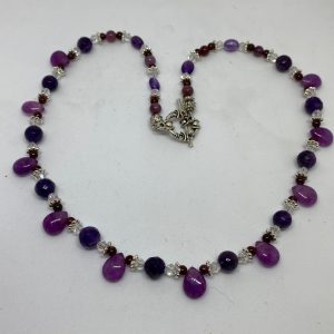 #40 Lavender Jade, Amethyst and Garnet Necklace