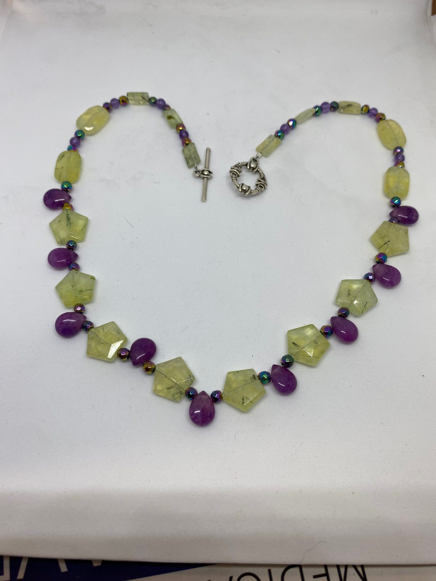 Prehnite and Lavender Jade Necklace Promotes Inner Peace and Open Heartedness