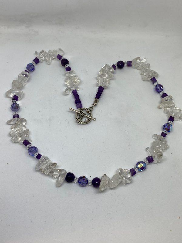 Clear Quartz, Amethyst, and Swarovski Crystal Necklace This necklace brings Clarity, Focus, and Joy.