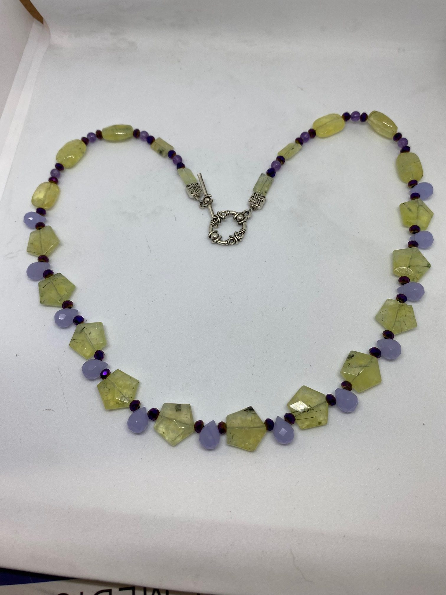 Prehnite and Lavender Chalcedony Necklace. Balances Body, Mind, and Spirit while promoting Inner Peace. 