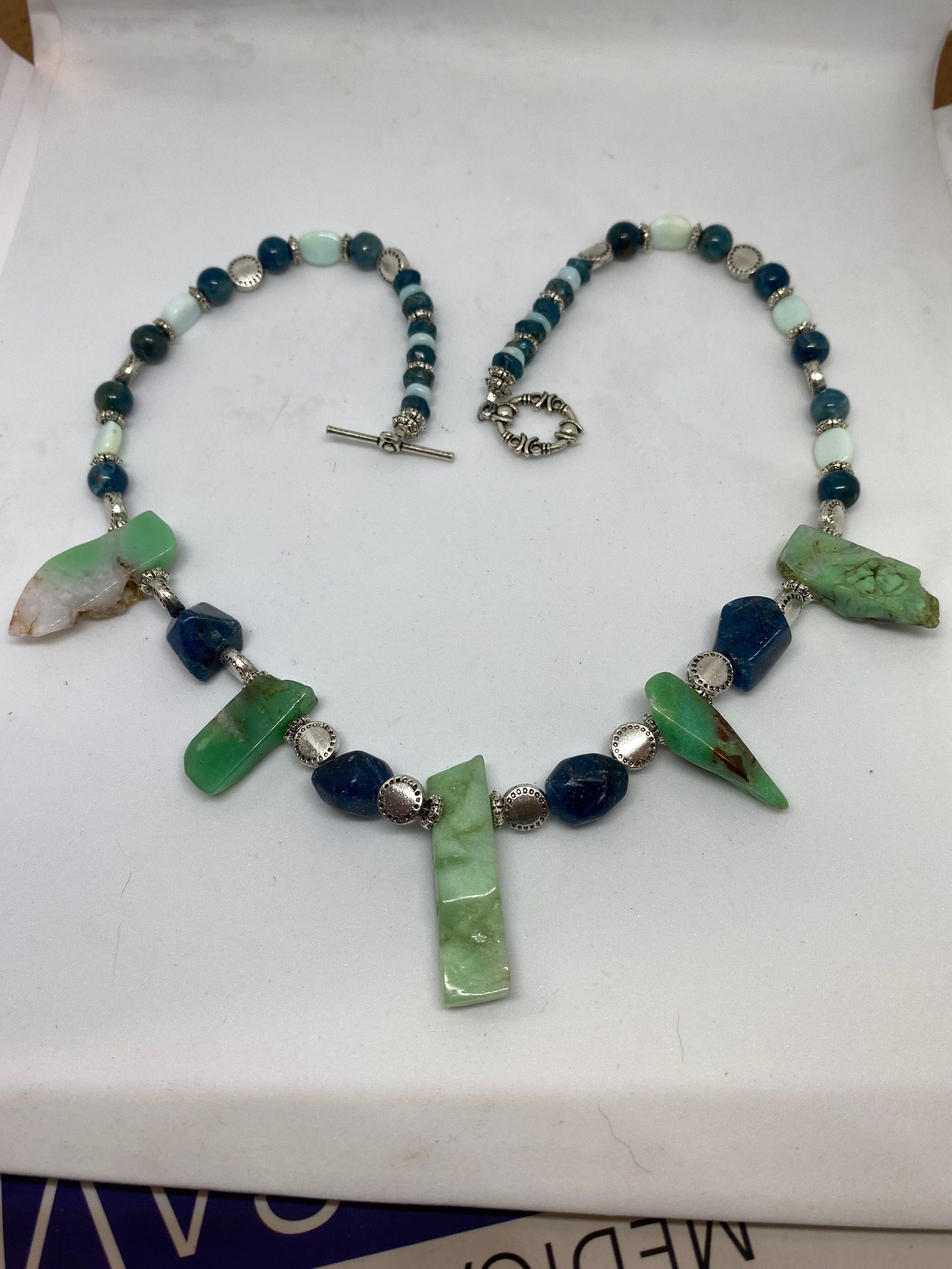 Chrysoprase, Apatite and Hemimorphite Necklace Promotes Happiness and Joy on All Levels!